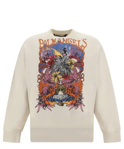 Palm Angels Concert Graphic-print Cotton Sweatshirt In Beige