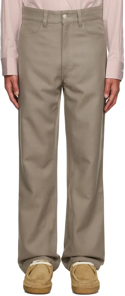 Ami Alexandre Mattiussi Taupe Straight-fit Trousers In Taupe/281