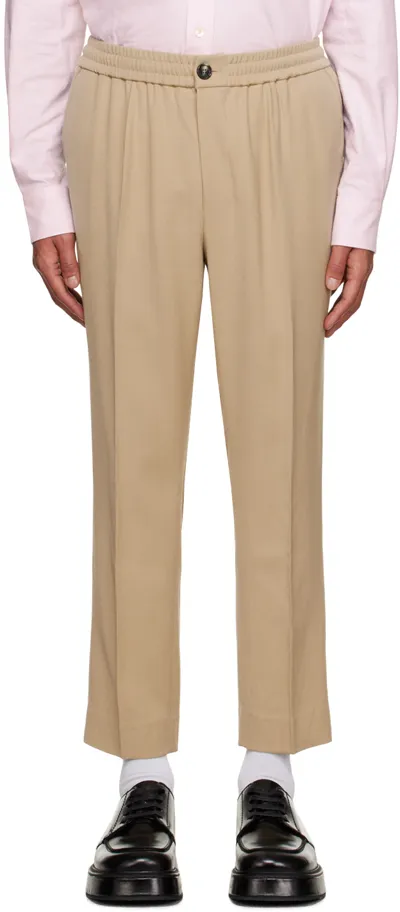 Ami Alexandre Mattiussi Beige Elasticized Trousers In Champagne/265