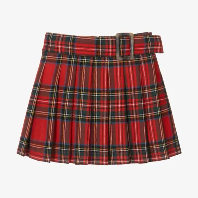 Dolce & Gabbana Kids' Tartan-check Virgin-wool Skirt In Red