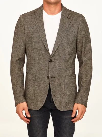 Tagliatore Single-breasted Herringbone Jacket In Grey