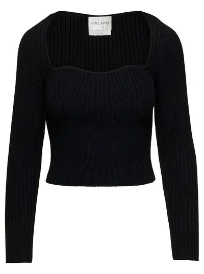 Forte Forte Bustier Ribbed-knit Top In Black