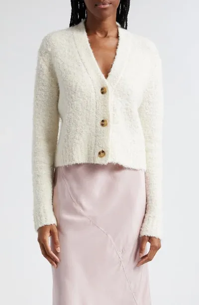 Atm Anthony Thomas Melillo Wool-blend Boucle Cropped Cardigan In Chalk