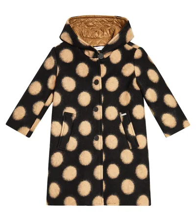 Monnalisa Kids' Polka-dot Wool-blend Coat In Black