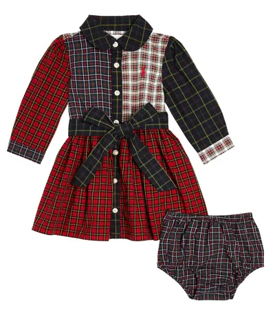 Polo Ralph Lauren Baby Girl's Plaid Mixed Media Shirtdress & Bloomers Set In Neutral