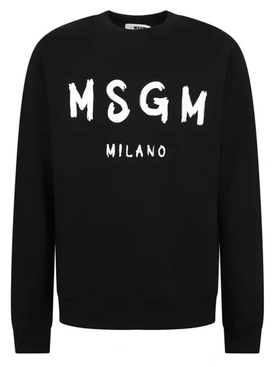 Msgm Cotton Sweatshirt In Black