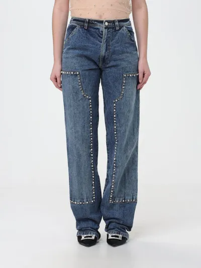 Des Phemmes Logo-patch Stud-embellished Wide-leg Jeans In Blue