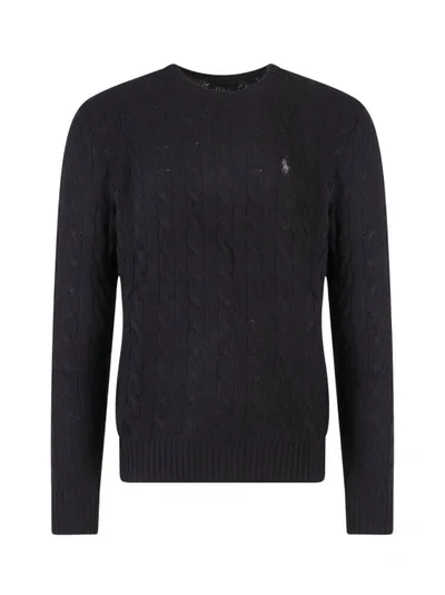 Polo Ralph Lauren Cable-knit Wool-cashmere Sweater In Black