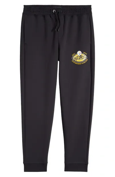 Hugo Boss Boss X Nfl Cotton-blend Tracksuit Bottoms With Collaborative Branding In Steelers Charcoal