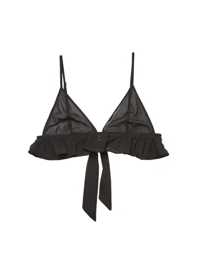 Fleur Du Mal Luxe Flutter Silk Triangle Bra In Black