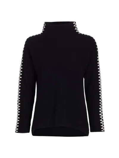 Elie Tahari Women's The Alia Cashmere Whipstitch Sweater In Noir