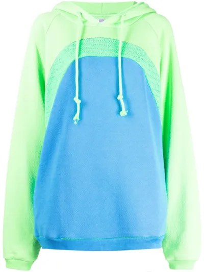 Erl Rainbow Bouclé Cotton Hoodie In Blue