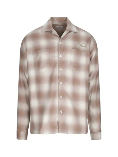 Rhude Logo-embroidered Check-print Shirt In Brown