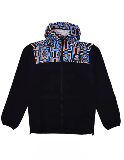 Marcelo Burlon County Of Milan Logo Patch Drawstring Windbreaker In Black