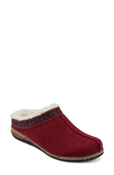 Earth Elya Faux Fur Clog In Red