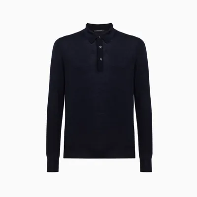 Tagliatore Polo Shirt In Wool In Blue