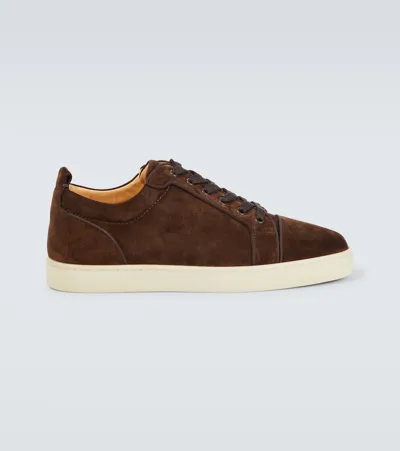 Christian Louboutin Louis Junior Suede Sneakers In Brown