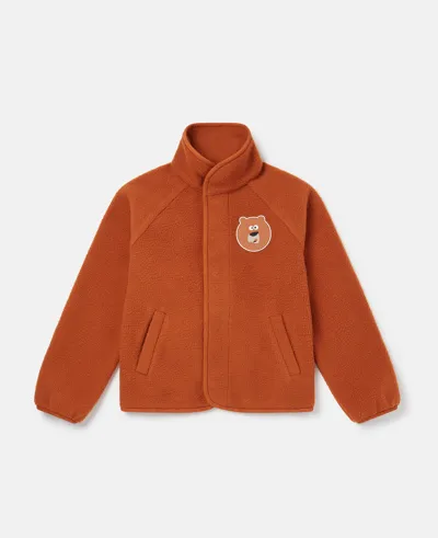 Stella Mccartney Bear Patch Fleece Jacket In Brown