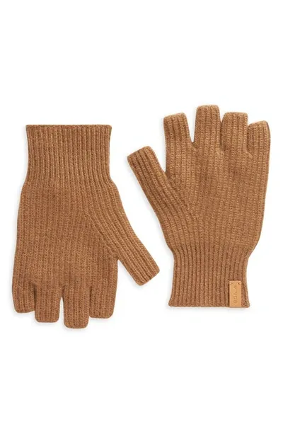 Vince Boiled Cashmere Fingerless Gloves In Brown