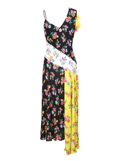 Msgm Allover Printed Asymmetric Hem Dress In Multi