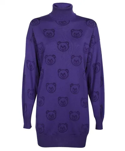 Moschino Virgin Wool Dress In Purple