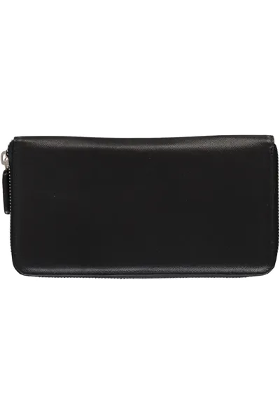 Versace Leather Zip Around Wallet In Black