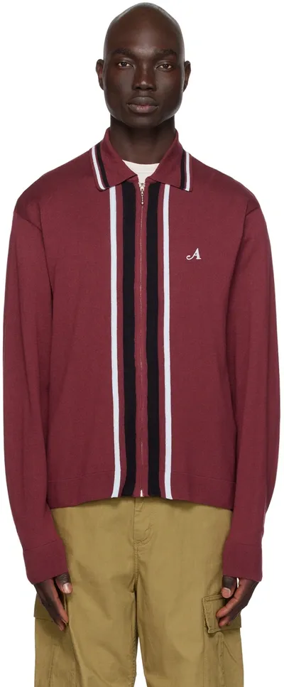 Awake Ny Burgundy Zip Cardigan In Merlot