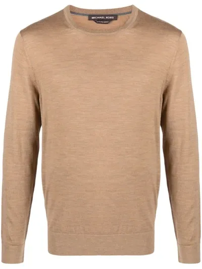 Michael Kors Merino Wool Turtleneck Sweater In Brown