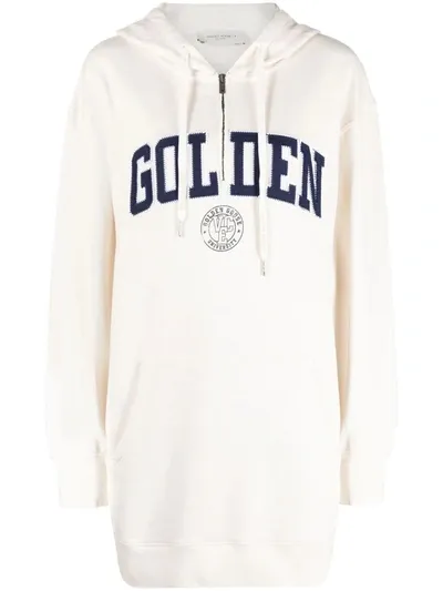 Golden Goose Logo Appliqué Hoodie Dress In White