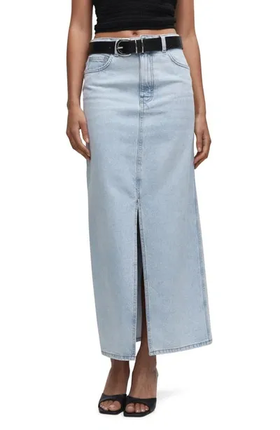 Mango Maxi Skirt In Light Blue