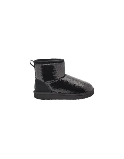 Ugg Kids' Classic Mini Mirror Ball Shearling Boots In Black