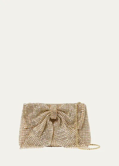 Loeffler Randall Jolene Bow Rhinestone Clutch Bag In Gold