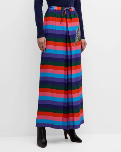 Rianna + Nina Kipos Loulou Glam Wide-leg Skirt Pants In Naftis Multi