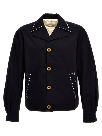 Wales Bonner Studded Cotton Jacket In Navy