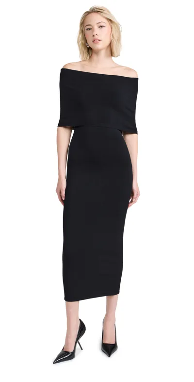 Wardrobe.nyc Off-shoulder Ribbed Dress In Black