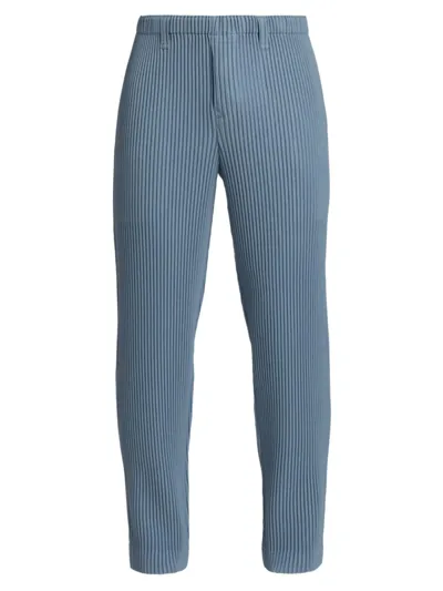 Issey Miyake Blue Kersey Pleats Trousers