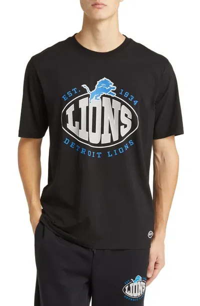 Hugo Boss Boss X Nfl Stretch-cotton T-shirt With Collaborative Branding In Lions