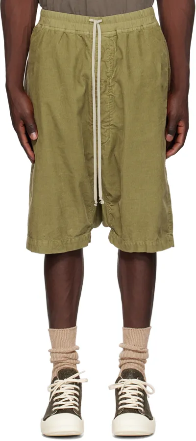 Rick Owens Drkshdw Khaki Pods Shorts In 25 Pale Green