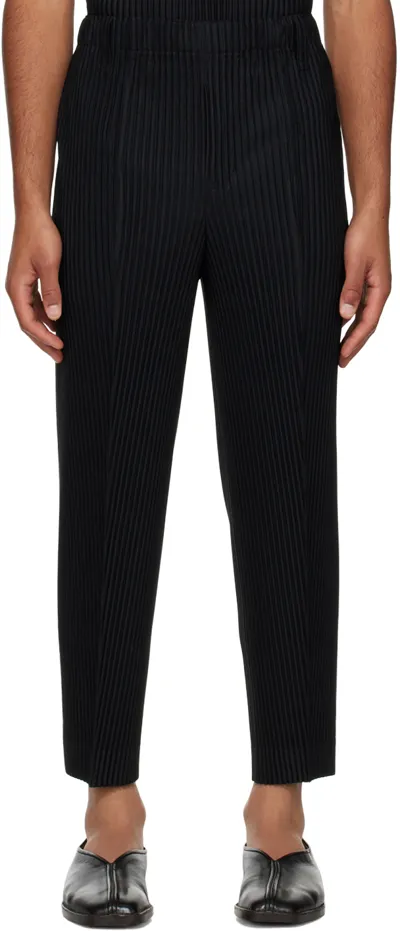 Issey Miyake Slim Pleated Trousers In Black