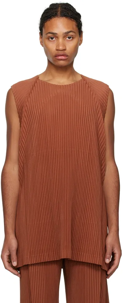 Issey Miyake Orange Monthly Color October Tank Top In 46-ginger Brown