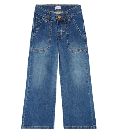 La Coqueta Kids' Enola Wide-leg Jeans In Blue