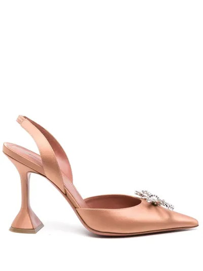 Amina Muaddi 95mm Rosie Satin Slingback Pumps In Pink