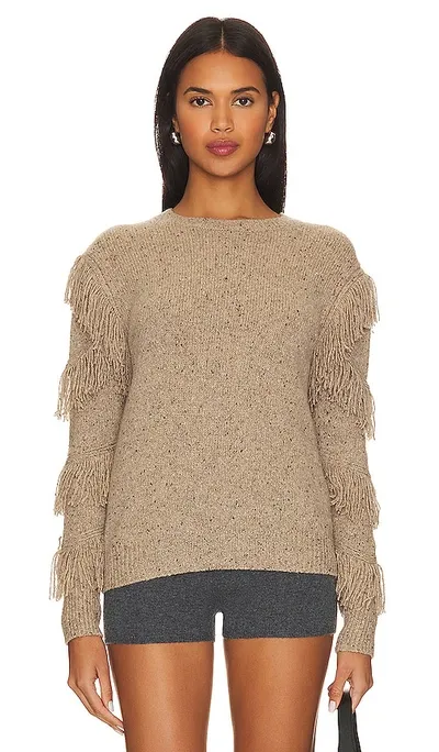 Autumn Cashmere Fringe Sleeve Crew Neck In Brown