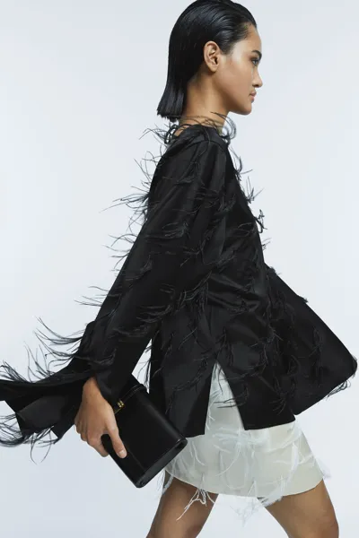 Atelier Feather Top In Black