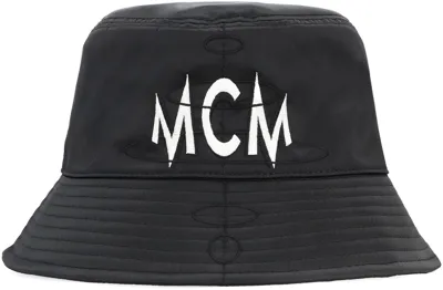 Mcm Logo Embroidered Bucket Hat In Black