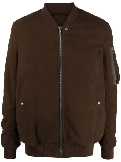 Rick Owens Cotton Bomber Jacket In Brown