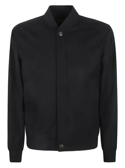 Z Zegna Oasi Elements Elasticated Hem Bomber Jacket In Blue