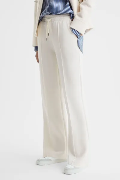 Reiss Jemma Drawstring-waistband Stretch-woven Jogging Bottoms In Ivory