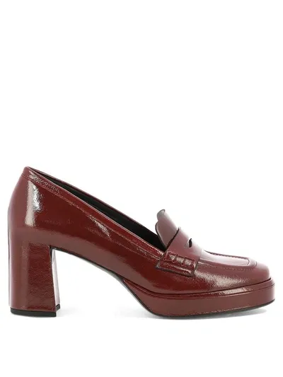 Delcarlo "lisbona" Heeled Loafers In Bordeaux