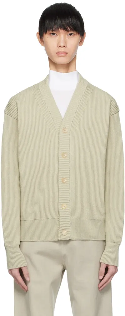 Auralee Khaki Y-neck Cardigan In 24589267 Light Khaki